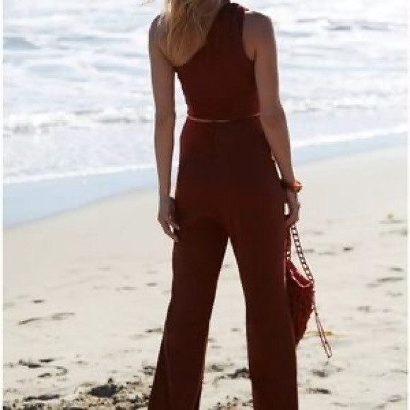 NWOT Free People Alexa Set / Pants & One Shoulder Crop Top XS Z191-50 - Picture 2 of 2